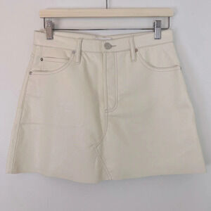 Frame Denim Le High N Tight Faux Leather Skirt Ivory 29 Medium Party Vintage